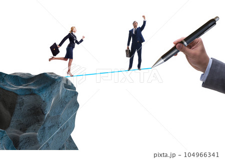 Hand drawing bridge for business people Hand drawing bridge for business people 104966341