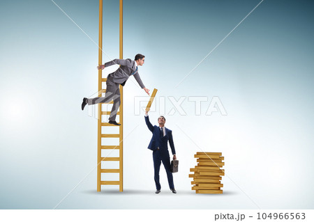 Teamwork concept with colleagues helping each other 104966563