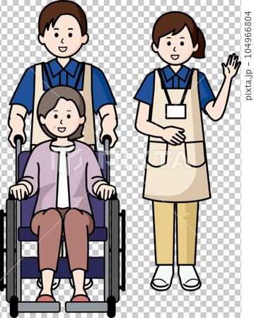 介護士と車椅子の女性 104966804