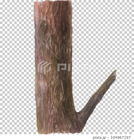 Watercolor illustration of brown tree trunk with branch. Isolated hand drawn illustration Watercolor illustration of brown tree trunk with branch. Isolated hand drawn illustration 104967197