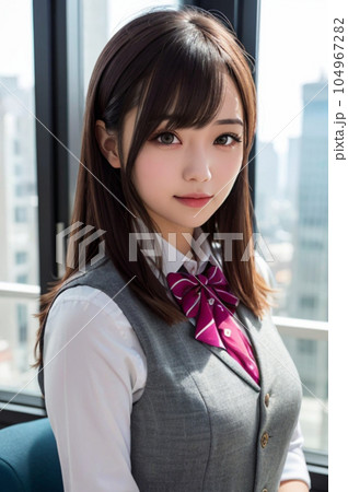 窓から外を眺める女子高生 窓から外を眺める女子高生 104967282