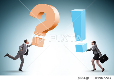 Concept of question and exclamation marks Concept of question and exclamation marks 104967283