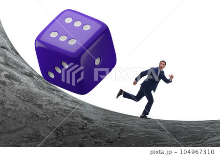 Uncertainty concept with businessman and dice 104967310