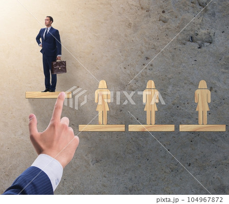 Gender discrimination concept with promotions Gender discrimination concept with promotions 104967872