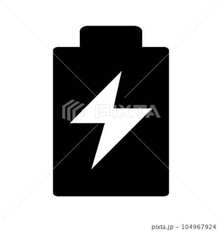 充電バッテリーシルエットアイコン。充電中のバッテリー。ベクター。 104967924