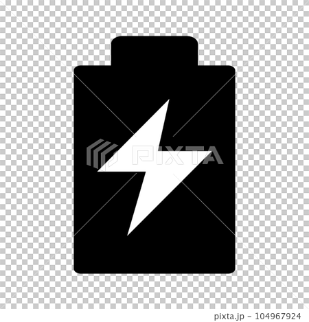 充電バッテリーシルエットアイコン。充電中のバッテリー。ベクター。 104967924