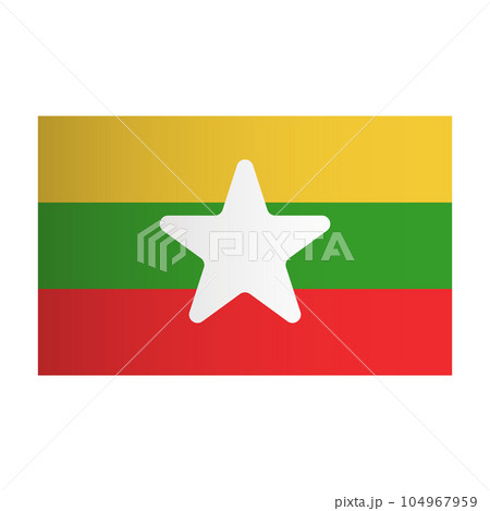 影付きのミャンマー国旗アイコン 104967959