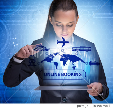 Concept of online booking for trip Concept of online booking for trip 104967961