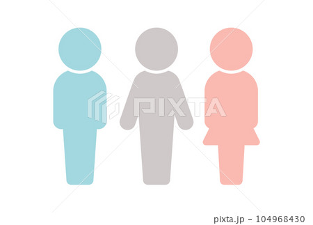 立っている3人のアイコン・ピクトグラム - ジェンダー・ジェンダーレス・多様性・LGBTQ+のイメー 立っている3人のアイコン・ピクトグラム - ジェンダー・ジェンダーレス・多様性・LGBTQ+のイメー 104968430