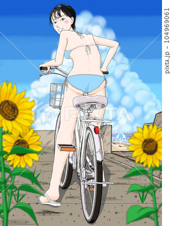 自転車に乗っているビキニ水着の女の子18ヘルメットなし 自転車に乗っているビキニ水着の女の子18ヘルメットなし 104969061