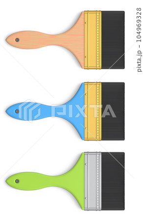 Set of paint bristle brushes for repair work and construction on white. 104969328