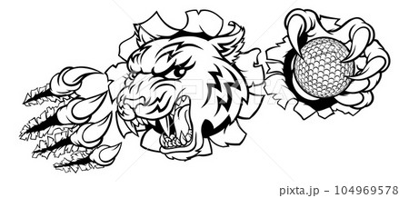 Tiger Golf Ball Player Animal Sports Mascot Tiger Golf Ball Player Animal Sports Mascot 104969578