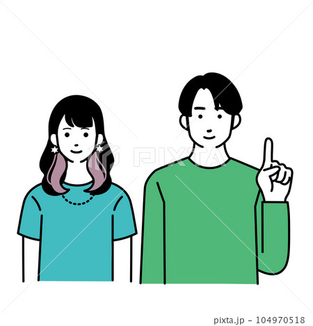 シンプルな若者の男女のイラスト シンプルな若者の男女のイラスト 104970518