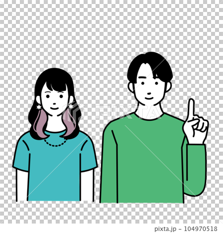 シンプルな若者の男女のイラスト シンプルな若者の男女のイラスト 104970518