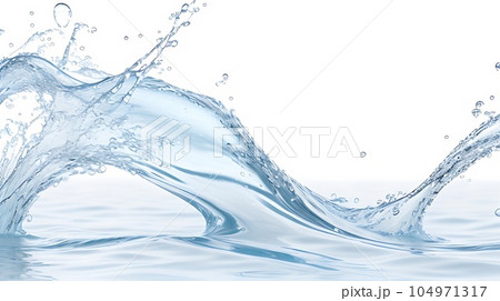 Background image of moving water in waves bubbles on white background 104971317
