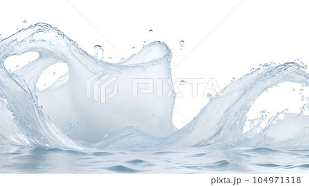 Background image of moving water in waves bubbles on white background 104971318