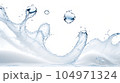 Background image of moving water in waves bubbles on white background 104971324