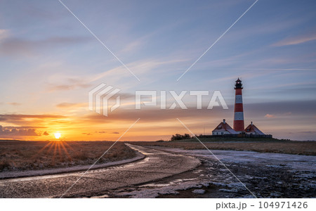 Lighthouse of Westerhever, North Frisia, Germany 104971426