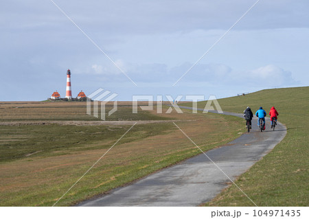 Lighthouse of Westerhever, North Frisia, Germany Lighthouse of Westerhever, North Frisia, Germany 104971435