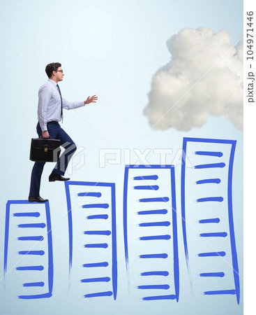 Businessman in career progress concept 104971446