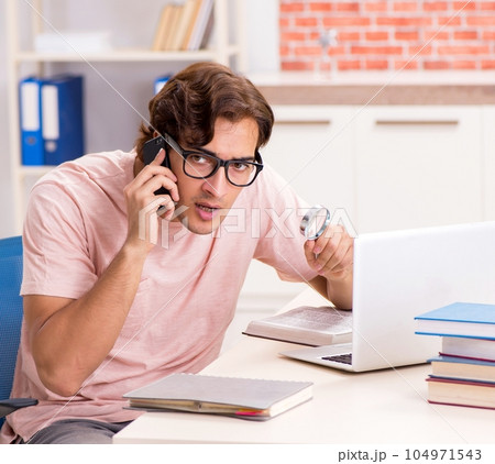 Young student preparing for college exams 104971543
