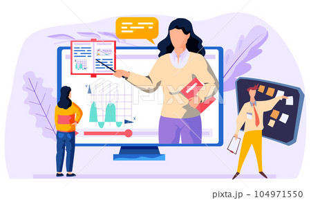 Dynamics of changes in the graph shown on the screen. Working day. Business presentation concept Dynamics of changes in the graph shown on the screen. Working day. Business presentation concept 104971550