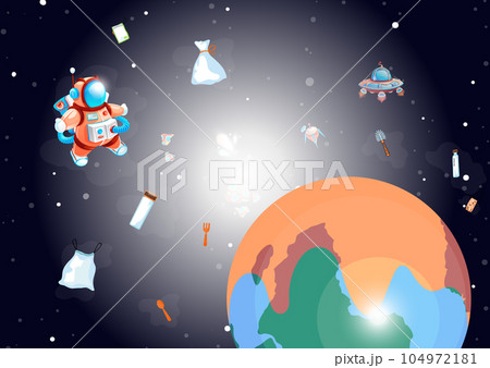 Astronaunt in spacesuit exploring the space. Spaceman flies to another planet. Outer space Astronaunt in spacesuit exploring the space. Spaceman flies to another planet. Outer space 104972181
