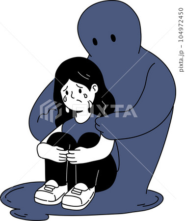 Sad Person Crying with Hugged Knees Vector Illustration Sad Person Crying with Hugged Knees Vector Illustration 104972450