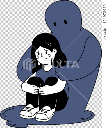 Sad Person Crying with Hugged Knees Vector Illustration Sad Person Crying with Hugged Knees Vector Illustration 104972450