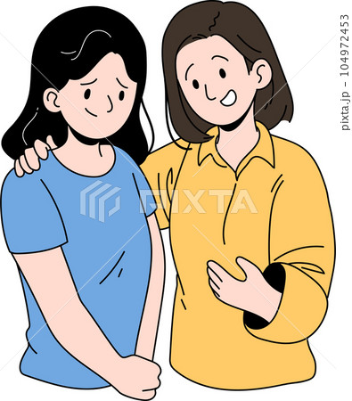 Comforting Sad Person with Neck Hug Vector Illustration 104972453