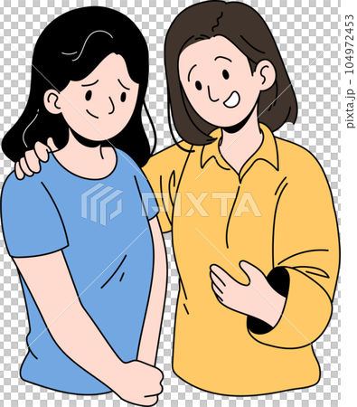 Comforting Sad Person with Neck Hug Vector Illustration 104972453