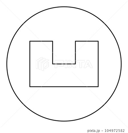 Pit with square hole ground dimple icon in circle round black color vector illustration image outline contour line thin style 104972582
