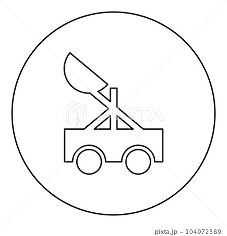 Catapult medieval siege ejection seat icon in circle round black color vector illustration image outline contour line thin style 104972589