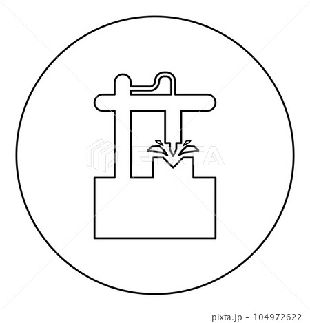 Cnc 3D milling machine technology automated concept icon in circle round black color vector illustration image outline contour line thin style 104972622