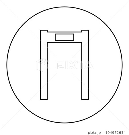 Metal detector arch airport frame control concept scanner security safety technology arched icon in circle round black color vector illustration image outline contour line thin style 104972654