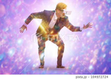 Virtual reality concept with man and VR goggles 104972724