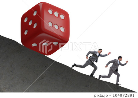 Uncertainty concept with businessman and dice 104972891