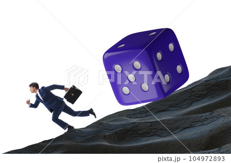 Uncertainty concept with businessman and dice 104972893