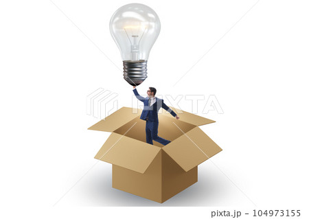 Think out of box concept with businessman 104973155