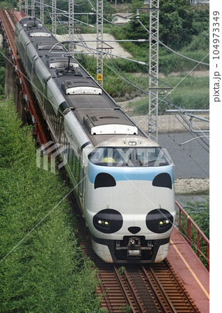 きのくに線　日置川橋梁を渡る287系特急パンダくろしお　和歌山県白浜町 104973349
