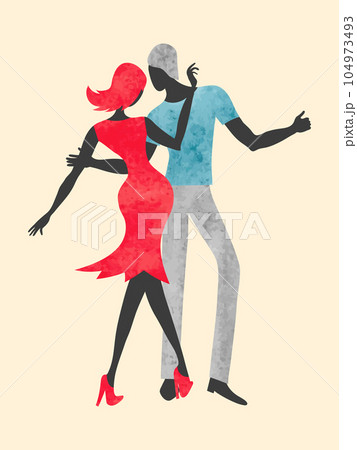 Dancing couple. Dance watercolor vector illustration 104973493