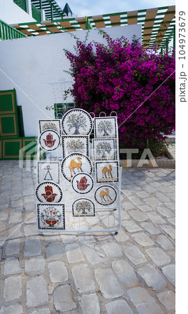 Traditional clay plates on the market of Tunisia. Traditional clay plates on the market of Tunisia. 104973679