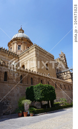 Palermo Cathedral in Palermo, Italy in a beautiful summer day 104973828