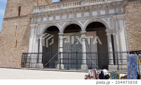 Cathedral Santa Maria Nuova of Monreale near Palermo in Sicily Italy. Cathedral Santa Maria Nuova of Monreale near Palermo in Sicily Italy. 104973838