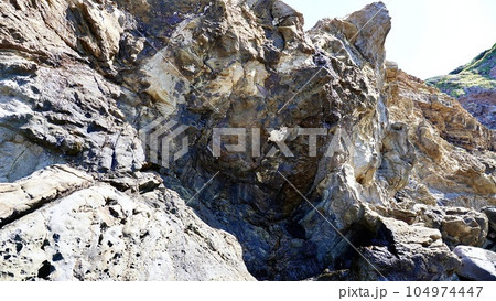 長崎県壱岐の地殻変動の様子がわかる岬の断層 104974447