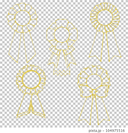 5 types of rosettes (set) / gold leaf style line drawing 104975516