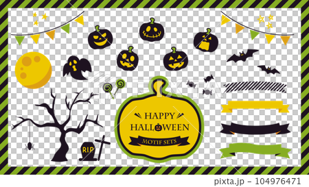 Happy Halloween icon & treat item set illustration 104976471