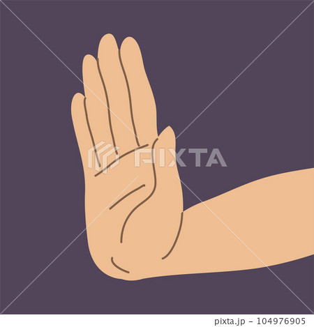 Illustration of a female hand with a stop gesture 104976905