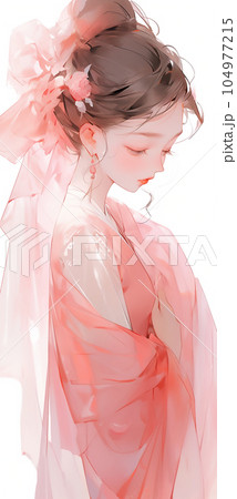 ピンクのドレスを着た美しい女性「AI生成画像」 104977215