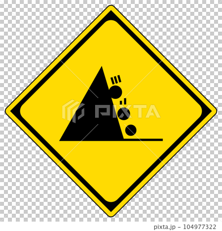路標、警告標誌、落石風險 104977322